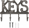 Comfify Gray Cast Iron Key Holder for Wall – Keys Sign with 4 Hooks
