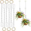 Framendino, 6 Pack Adjustable Macrame Plant Hanger Extenders Woven Hanging Basket Extension with Wooden Ring for Indoor Outdoor Pot Holder
