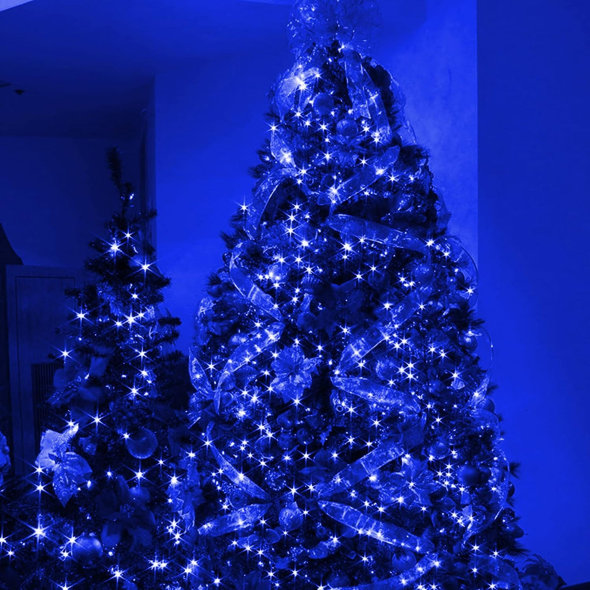 Dazzle Bright Blue Christmas Mini String Lights, 20FT 100 Count Incandescent Waterproof Fairy Lights Plug in, Connectable Christmas Decorations for Indoor Outdoor Home Party Garden Yard