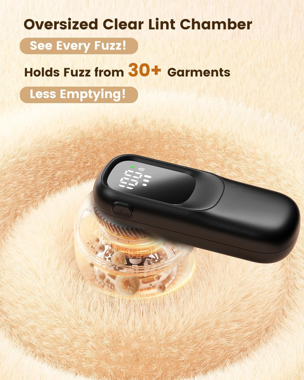 Rechargeable Fabric Shaver, Lint Remover with 3D Floating Blades & Powerful Motor, Portable Sweater Shaver with Digital Display, 3 Speeds Electric Lint Shaver for Clothes, Sweaters, Furniture