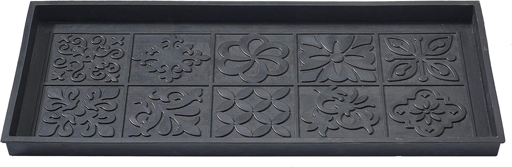 HF by LT Tile Design Deluxe Rubber Boot Tray, 34 x 14 inches, Heavy Duty Vulcanized Rubber, One-Piece Seamless Construction, Year Round Use Indoors or Outdoors, Black