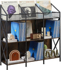 EYOCAL 9 Grids Vinyl Record Storage Holder Rack， Wooden Record Display Table for Magazines Files Albums Books for Living Room Bedroom Patent Pending