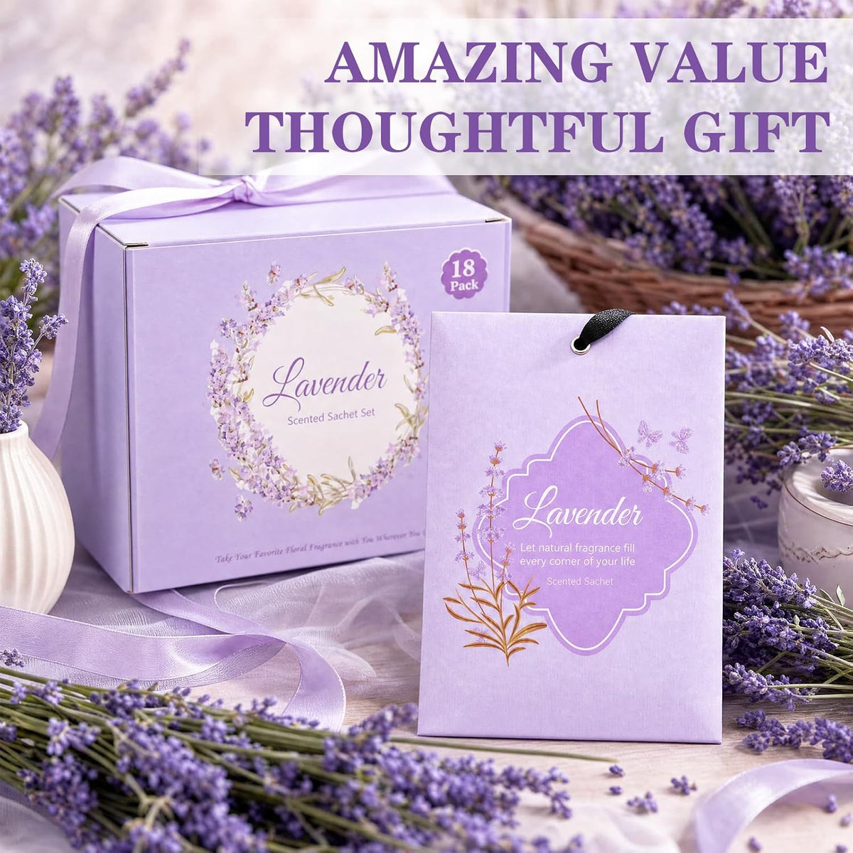18 Pack Lavender Scented Sachets, Long‑Lasting Fragrance Sachet Bags