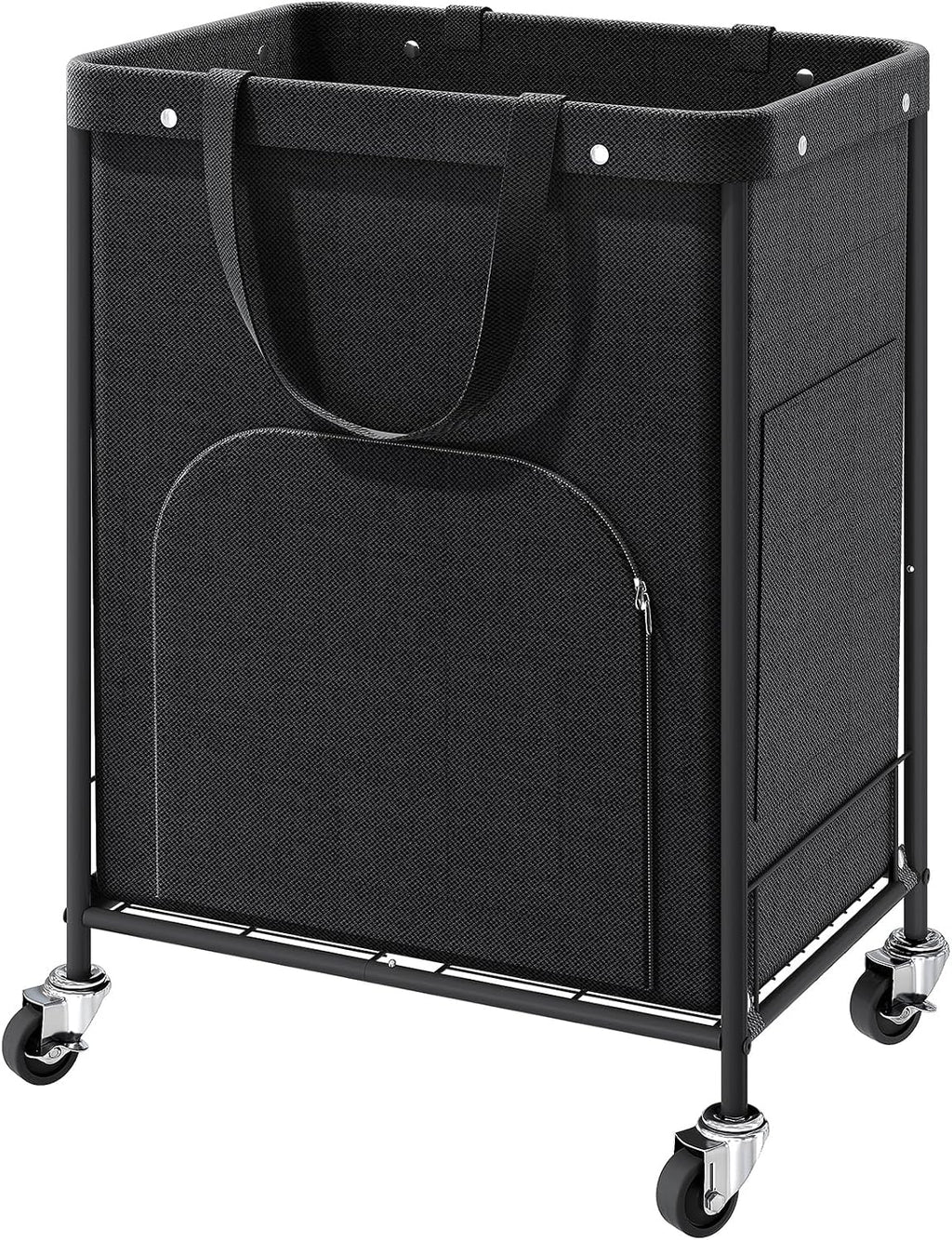 170L Large Laundry Basket with Wheels, Rolling Laundry Hamper Easy Access Clothing Minimizes Bending, Laundry Cart with 4 Silent Casters & Removable Bag for Bedroom, Bathroom, Laundry Room,Black