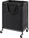 170L Large Laundry Basket with Wheels, Rolling Laundry Hamper Easy Access Clothing Minimizes Bending, Laundry Cart with 4 Silent Casters & Removable Bag for Bedroom, Bathroom, Laundry Room,Black