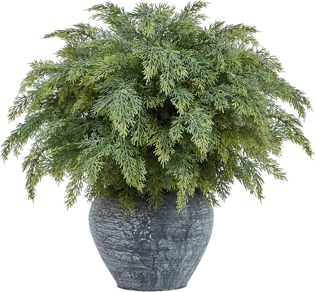 20 inch Long Real Touch Cedar Stems, Artificial Faux Greenery 8Pcs