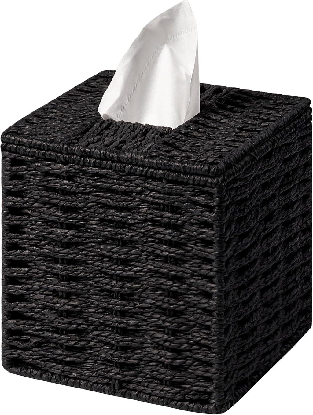 Black Tissue Box Cover, Hand Woven Square Tissue Box Holder