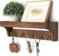 Rebee Vision Key Holder Wall Mount with Shelf for Home Office,Vintage Brown