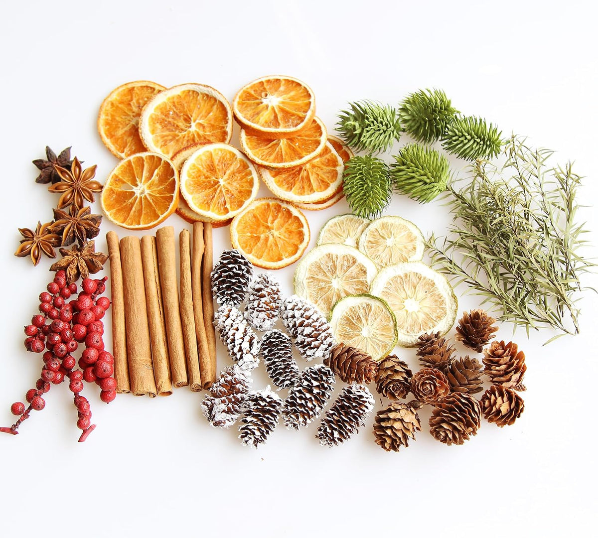 DIY Natural Dried Flower Kit - Bulk Dried Plants, Pine Cones, Scented Lemon Slices, Cinnamon Sticks Wood Roses & Mini Pinecones for Home Décor, Christmas Decoration (Orange - A)