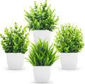 Der Rose 4 Pack Fake Plants Mini Faux Plants Indoor for Room Shelf Decor