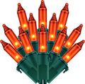 200 Orange Christmas Lights, 2 Set 33 ft 100 ct Green Wire UL String Light