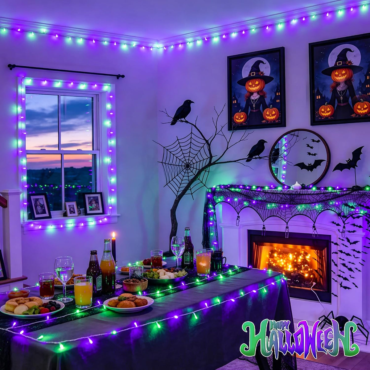 JMEXSUSS 33FT 100 LED Battery Operated Halloween Lights with Remote