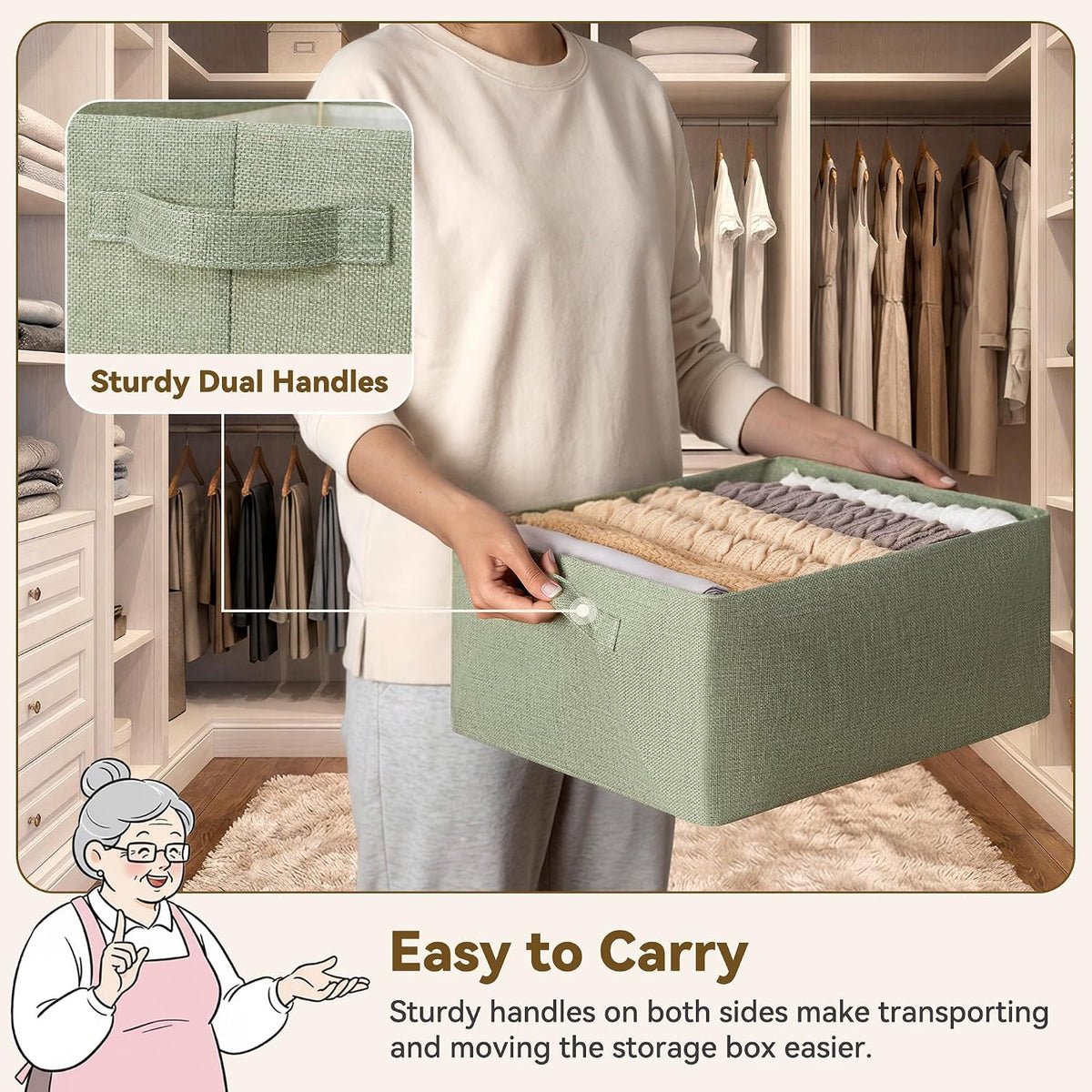 GRANNY SAYS Storage Basket for Shelves, Storage Bin, Sage Green, 2-Pack