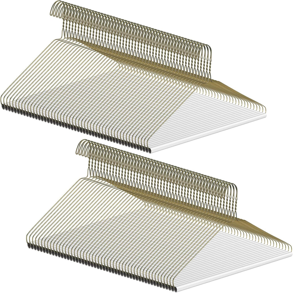 Yuntau 100 Pcs Dry Cleaner Hangers Bulk with Tubes 16" Wire Hangers, Gold