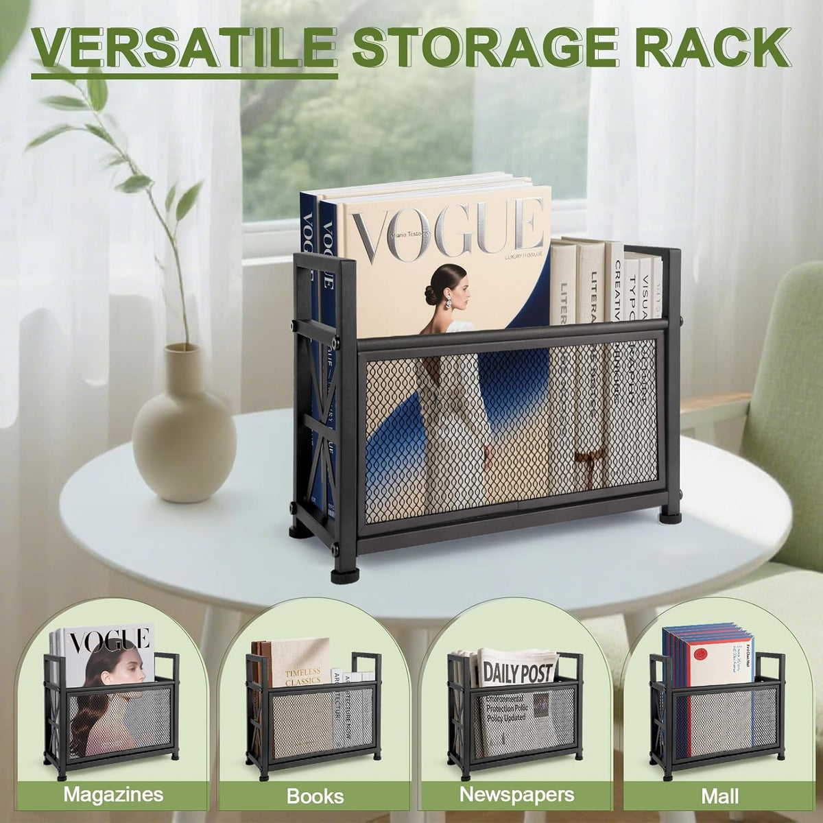 Black Magazine Holder, Metal Magazine Rack Floor, Mesh Magazine File Holder, Magazine Storage Basket, Magazine Holders for Classroom，Magazine Stand for Desk, Folder Organizer Bin for Books