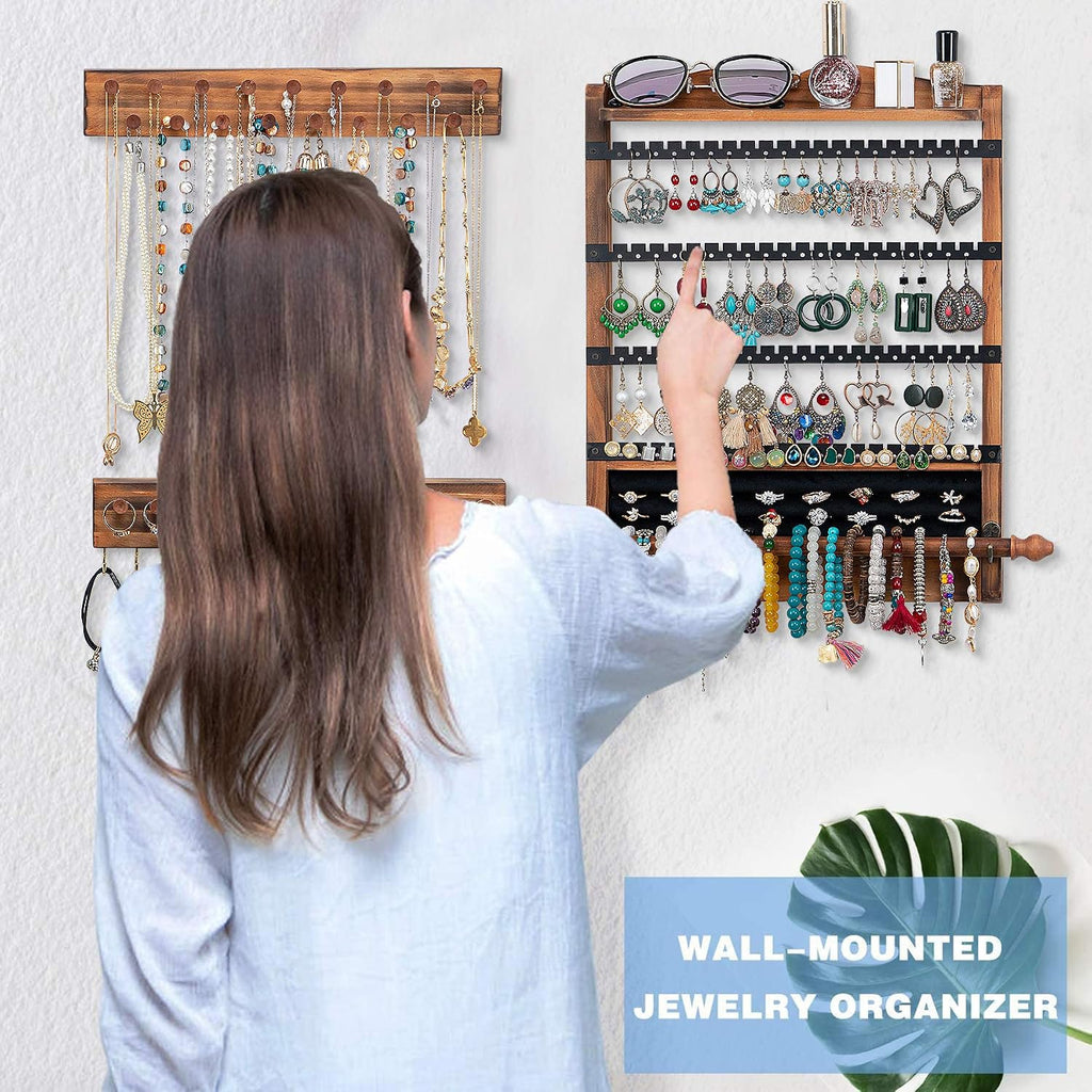 3Pcs Wood Earring Organizer,Wall Jewelry Organizer,Jewelry Storage