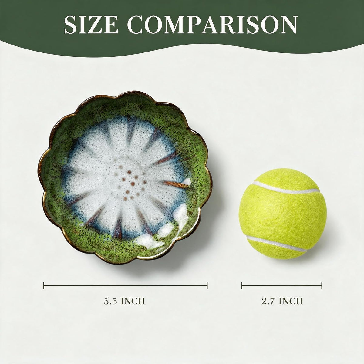 Pinehaven Green Lotus Incense Holder, Handcrafted Ceramic Japanese Zen Tray