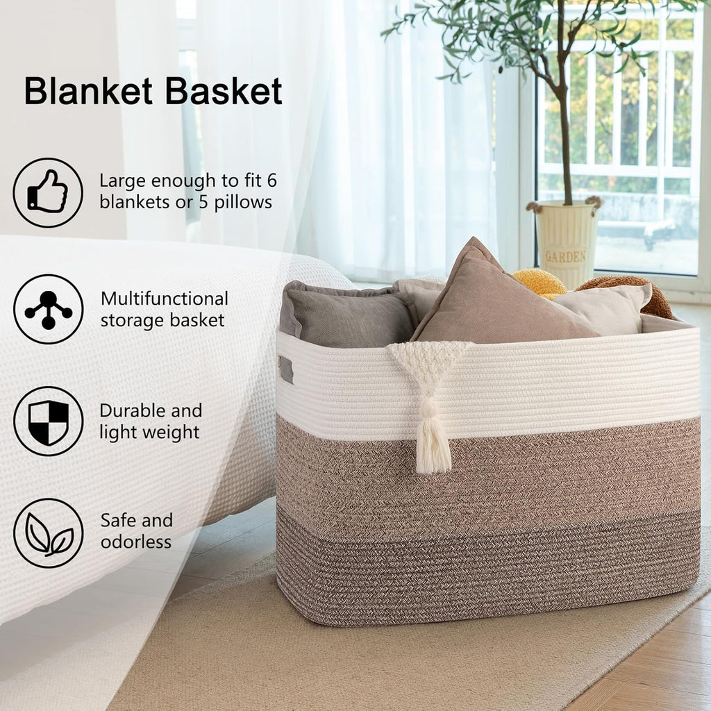 OIAHOMY 108L Extra Large Blanket Basket Dog Toy Basket radient Dark Brown
