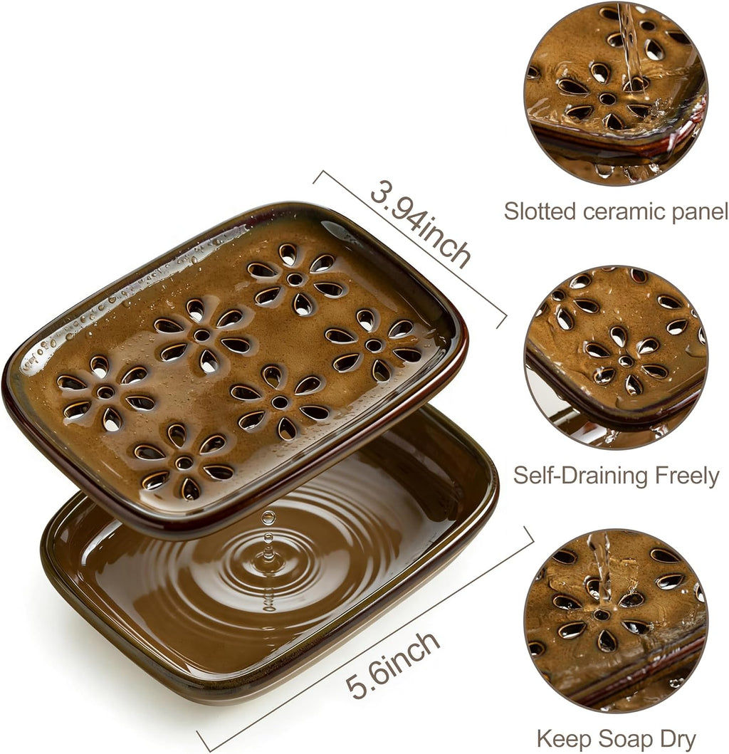 Miamolo Soap Dish with Draining, Bar Soap Holder Keeping Soap Bars Dry