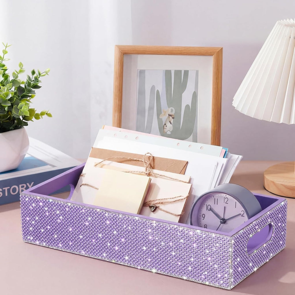 Honeydak Bathroom Basket, Pearl Toilet Tank Tray Purple Pearl