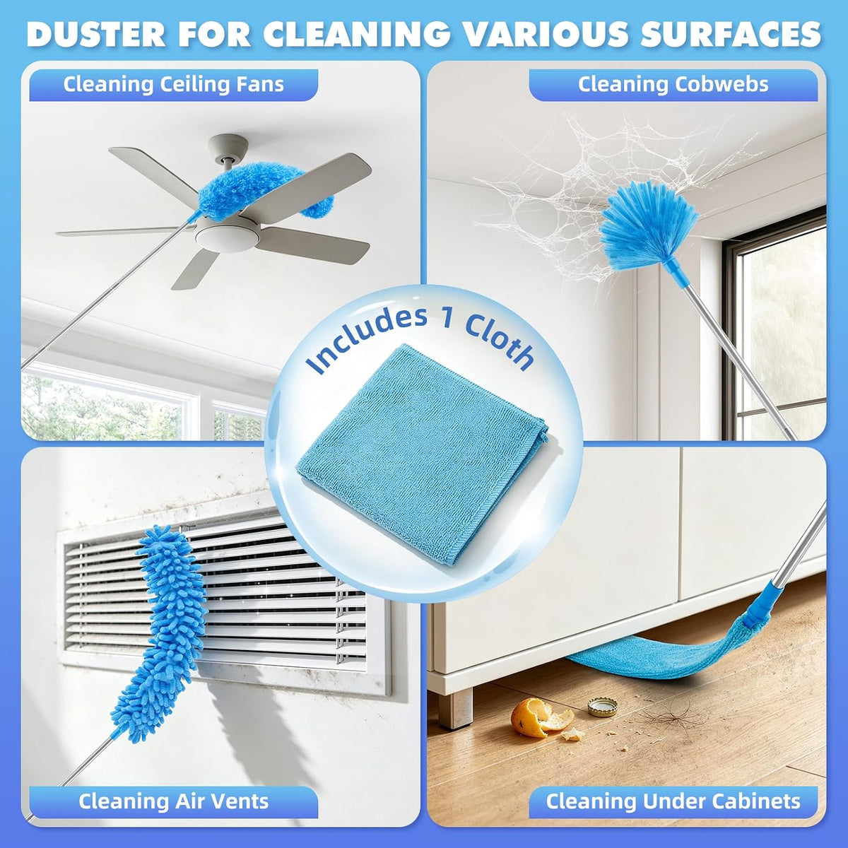 94'' Cobweb Duster with Extension Pole, Spider Web Brush