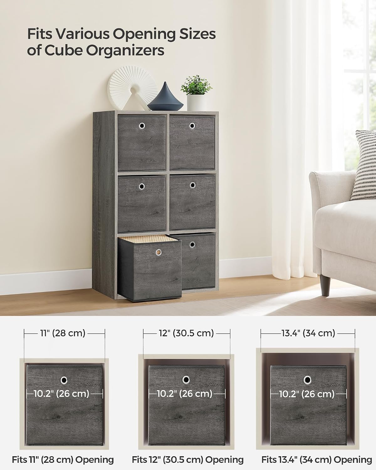 SONGMICS Storage Cubes, Set of 6, 11-Inch Foldable Closet Organizers