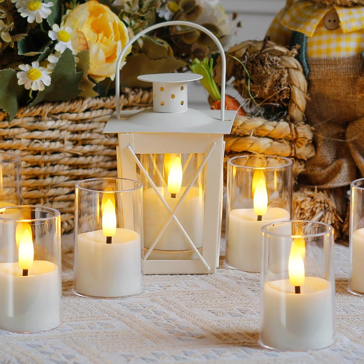 Flameless D: 1.7" H: 2.5" Small Tea Light LED Candles, Acrylic Battery Operated Votive with Remote Control and Timer, Tealight White Flickering Warm Light Pack of 15 Electric Long Lasting