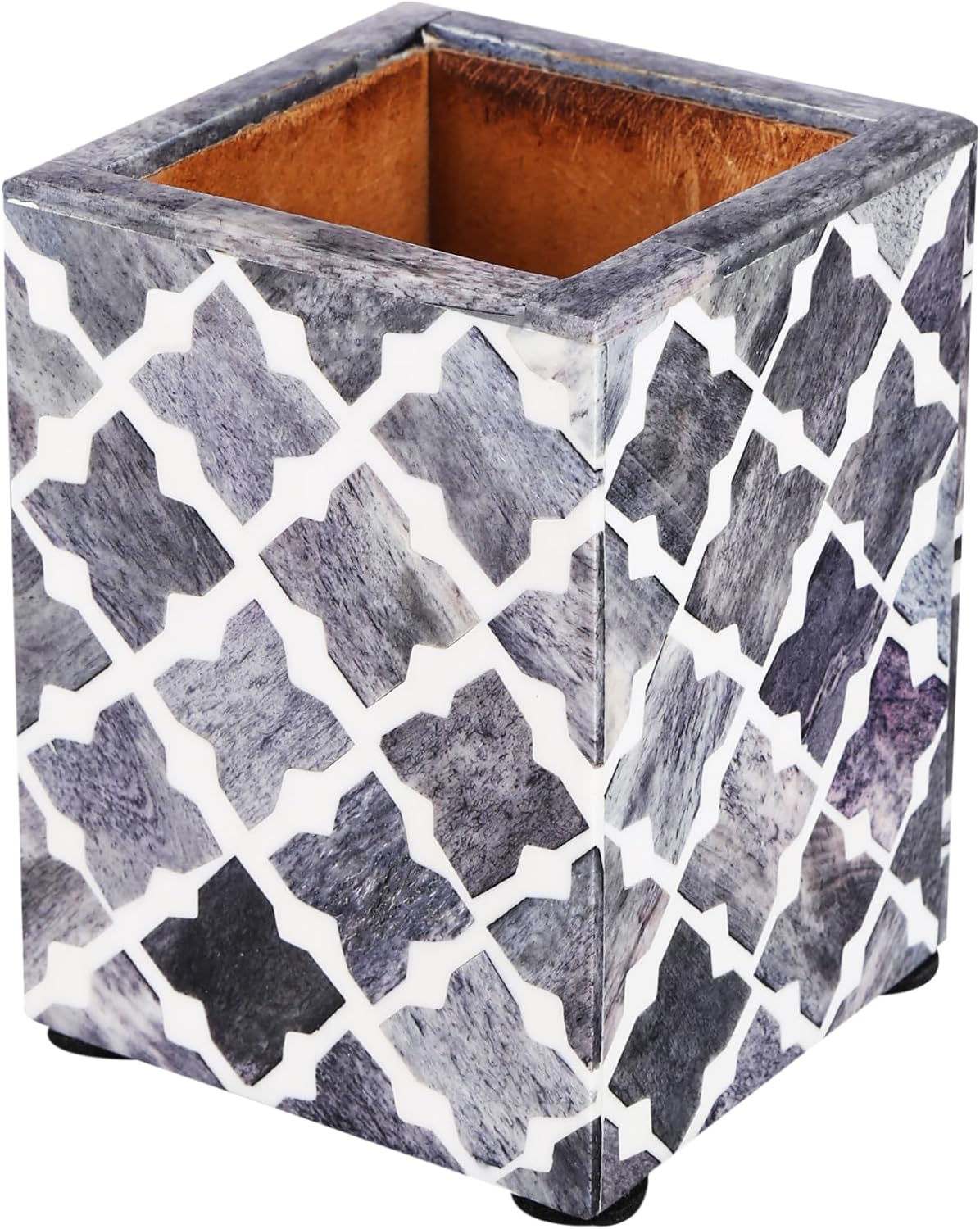 Handicrafts Home Bone Inlay Pen & Pencil Holder Slate Desk Organizer, 3x3x4