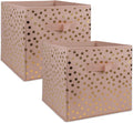 DII Woven Polyester Storage Bin, Polka Dot, Pink & Gold, Small Set of 2