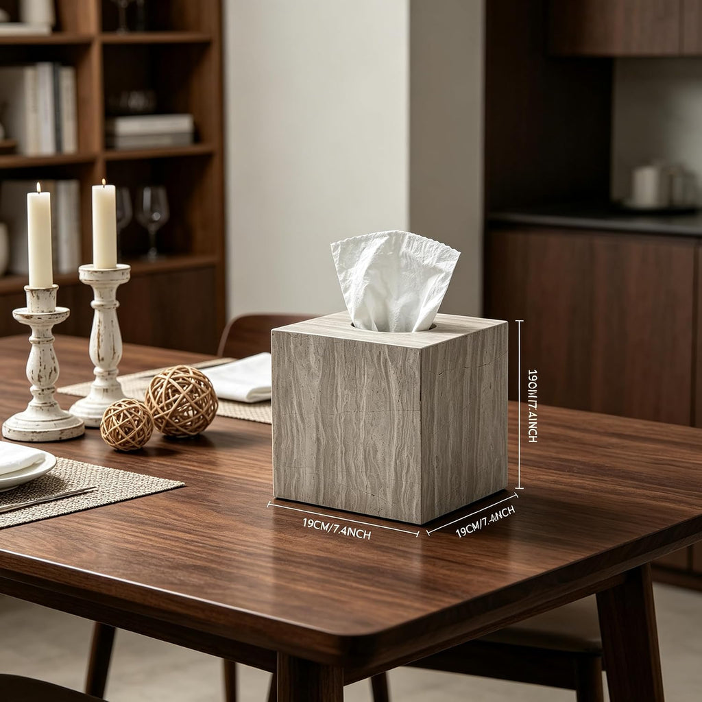 Natural Marble Square Tissue Box Holder Cover for Bathroom
