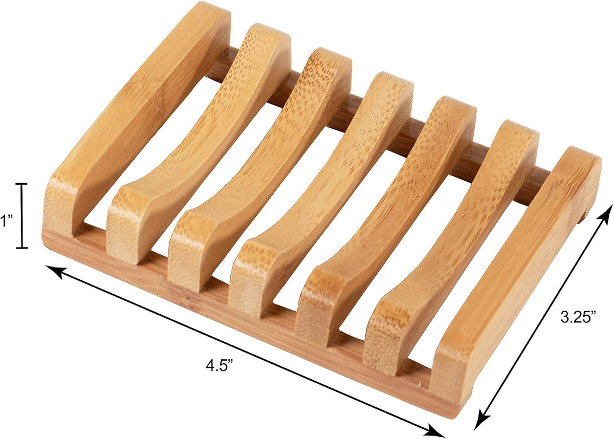 Bamboo Naturals Bar Soap Dish for Sink or Shower, Odor Resistant Tray, Sustainable Bamboo Wood Holder, Great for Bathrooms and Kitchens