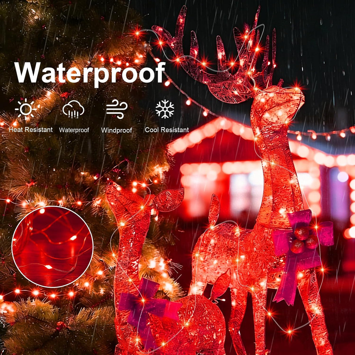 AIKEI 6 Pack Fairy Lights with Timer Battery, 8 Modes with Remote,Red