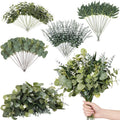 100Pcs Eucalyptus Leaves Stems Bulk, 4 Kinds Mixed Artificial Greenery Stems Faux Sliver Dollar Fake Greenery for Centerpieces Wedding DIY Bouquets Floral Arrangement Party Decor