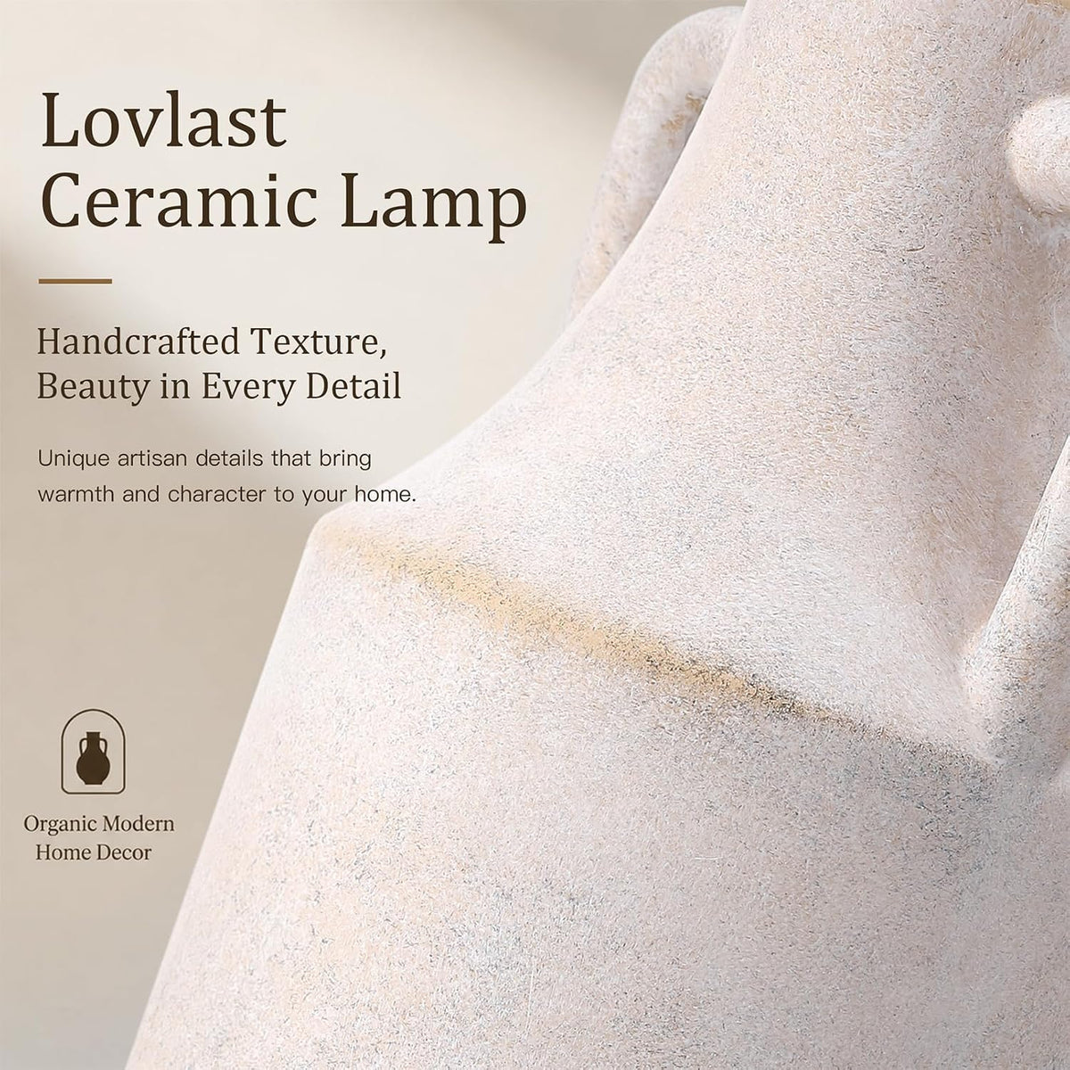 Lovlast 26" Modern Farmhouse White Table Lamp for Bedroom Living Room