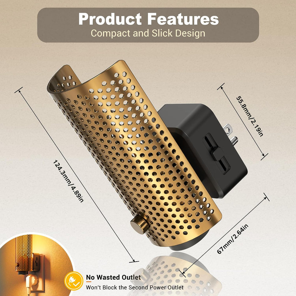 JandCase Night Lights Plug into Wall, Pretty Nightlight with Metal Shade