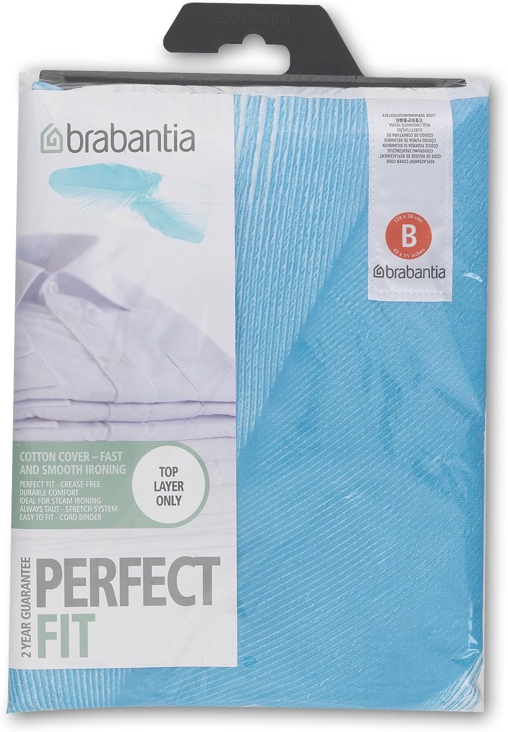 Brabantia Replacement Ironing Board Cover | Top Layer Only | Fits Comfort Board (Size B) | x1 Randomly Selected Fairtrade Cover | 100% Cotton Cover for Existing Foam | for Brabantia Ironing Board B
