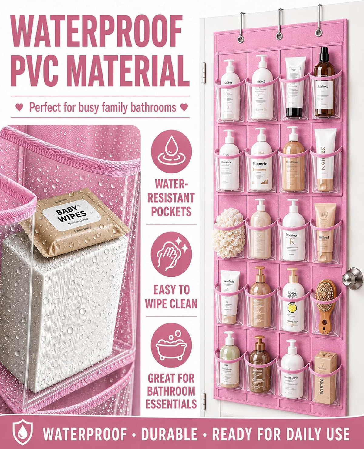 Over-the-Door Kids Shoe Organizer Pink Shoe Rack for Door