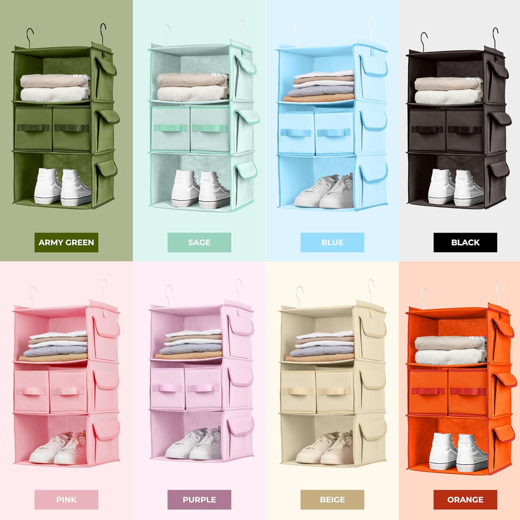 SMIRLY 3-Shelf Hanging Closet Organizer - Hanging Shelves for Small Closets, Sweater Storage