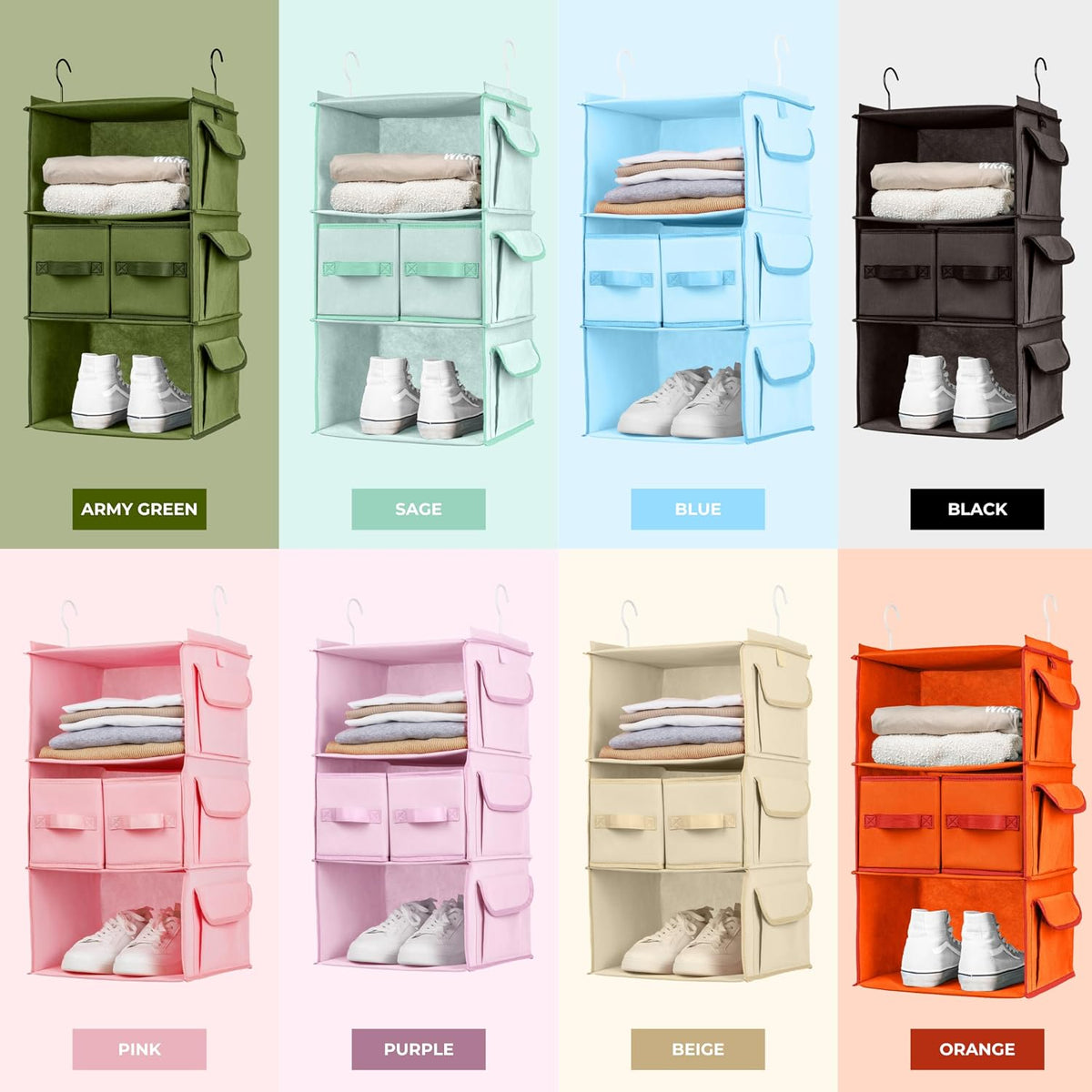 SMIRLY 3-Shelf Hanging Closet Organizer - Hanging Shelves for Small Closets, Sweater Storage
