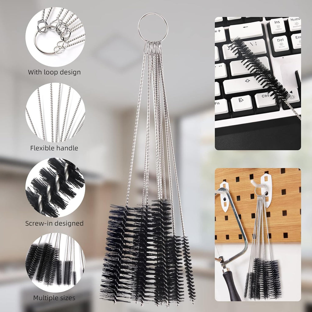 Annhua 10 Pcs Tube Cleaning Brushes Kit Straw Cleaning Kit Metal Pipe Brush Cleaner, Lab Cleaning Brushes Wire Bottle Brush for Lab Tube, Auto Parts, Bottles and Pipes, 10 Sizes