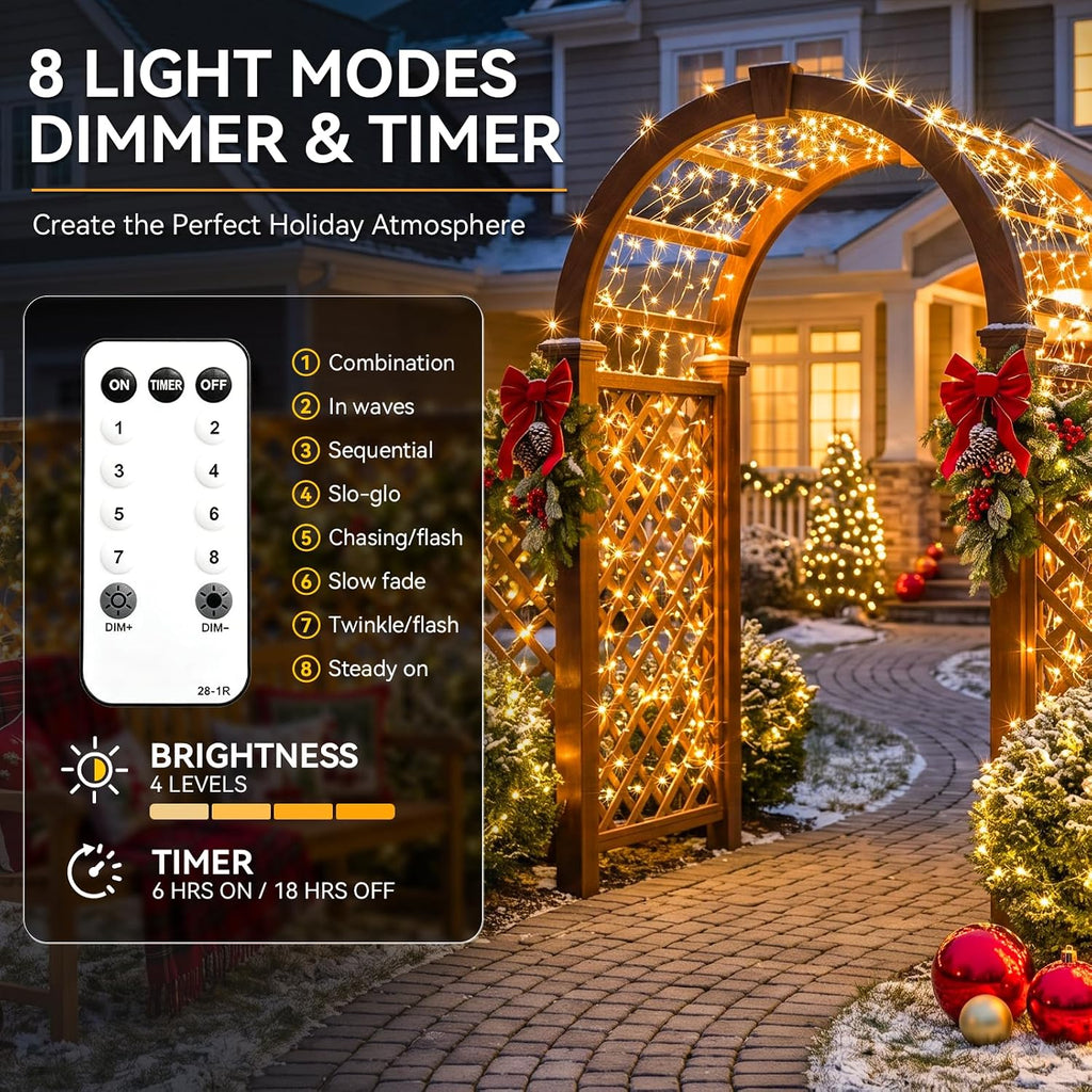 suddus Fairy Lights Plug in，99ft 300 LED Connectable Outdoor String Lights,Twinkle Lights with Remote for Christmas Wall Yard Patio Wedding Tree Bedroom Decor,Warm White