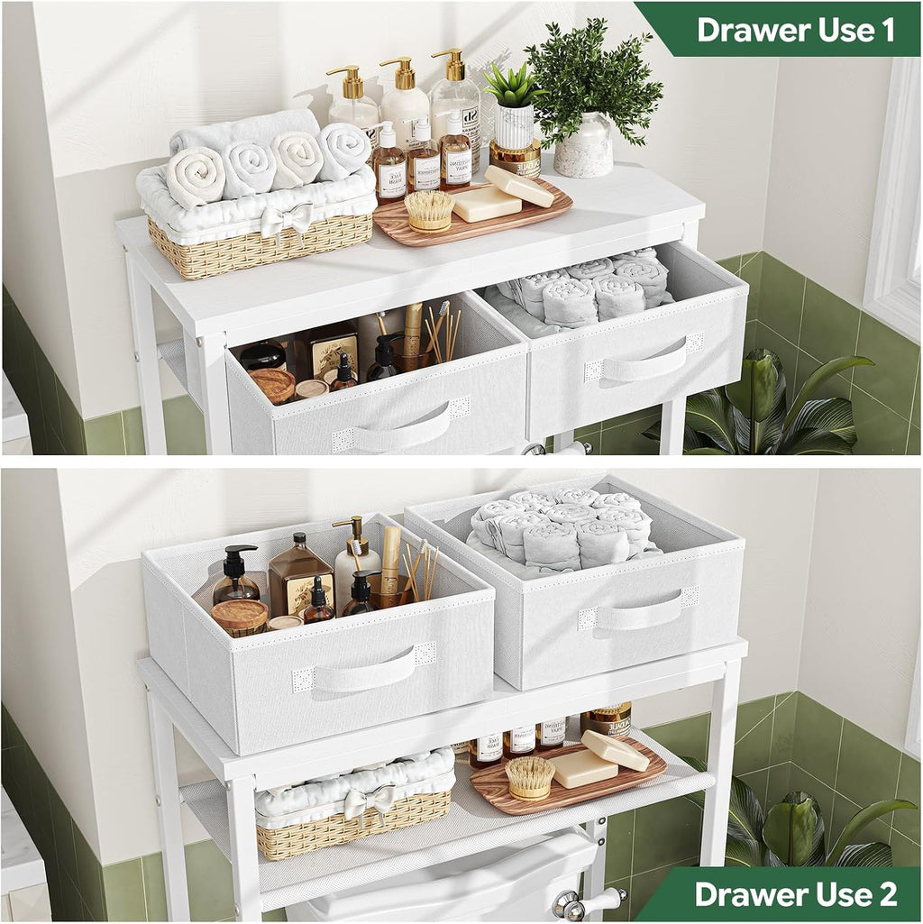 Simple Trending 2-Tier Over The Toilet Storage with 2 Fabric Drawers