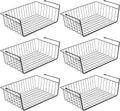 Under Shelf Basket, 6PCS Hanging Storage Basket for Pantry Cupboard Laundry Room Slide-in Baskets Organizer for Kitchen Counter Desk Bookshelf, Space Saving, Easy to Install, Black