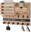 Nekon Key Holder Wall Mount with Drawer, 14.5" Mail Holder, Wood