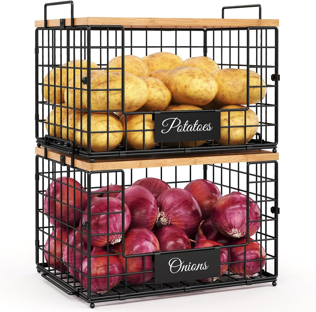 2 PACK XXL Potato and Onion Storage Bins, Pantry Organizers and Storage