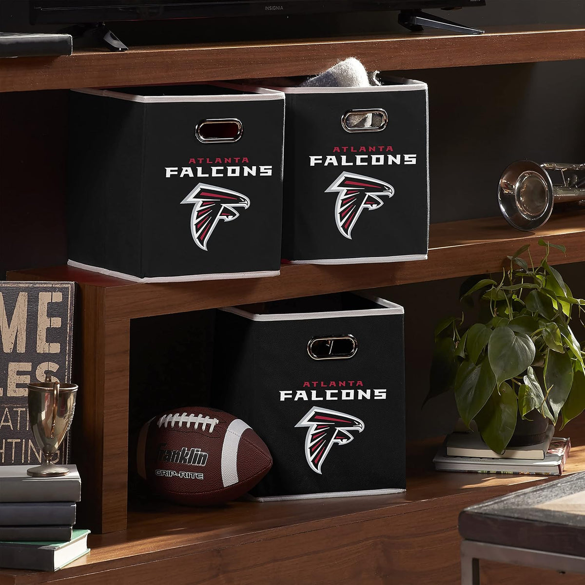 Franklin Sports NFL Atlanta Falcons Collapsible Storage Bin NFL Folding Cube Storage Container Fits Bin Organizers Fabric NFL Team Storage Cubes One Size (Pack of 6)