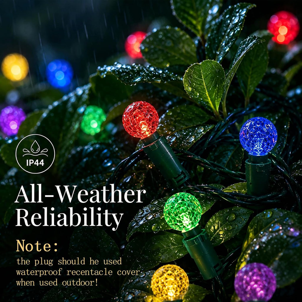 G14 Slow Twinkle Multicolor Christmas Globe Lights, 100 LED 31ft