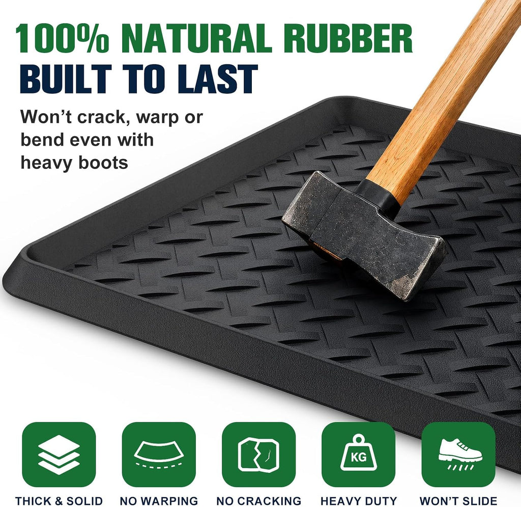 Extra Large Boot Trays - Heavy-Duty Rubber Mat with Raised Edges, Waterproof Shoe Mat Tray for Indoor & Outdoor, Multi-Purpose Catch-All Trays/Floor Protector, 47.25" x 15.75"