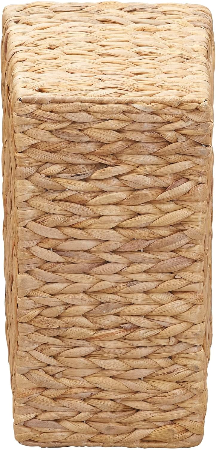 Household Essentials Side‑by‑Side Magazine Rack Decorative Storage Organizer with Handwoven Water Hyacinth and Metal Frame, Natural