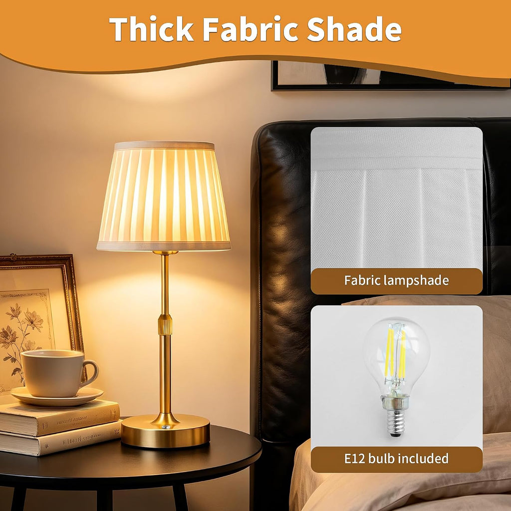 Cordless Rechargeable LED Table Lamp with Telescopic Pole, 5200mAh Touch Control 3-Level Brightness Battery Powered Table Light, for Kitchen Patio Restaurant (Gold)
